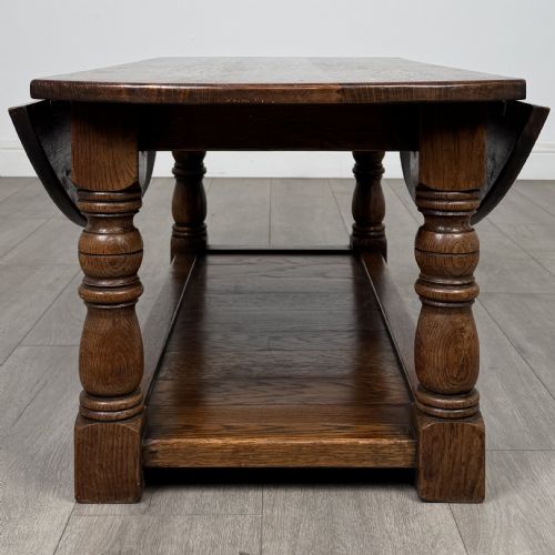 ANTIQUE 20TH CENTURY GOOD QUALITY DROP LEAF COFFEE TABLE IN OAK - ADDITIONAL PHOTO 1