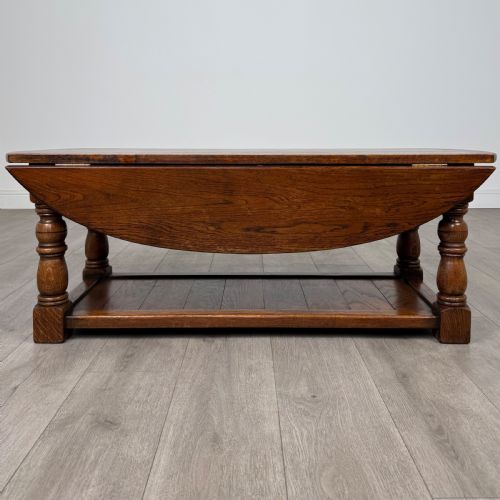 ANTIQUE 20TH CENTURY GOOD QUALITY DROP LEAF COFFEE TABLE IN OAK - ADDITIONAL PHOTO 4