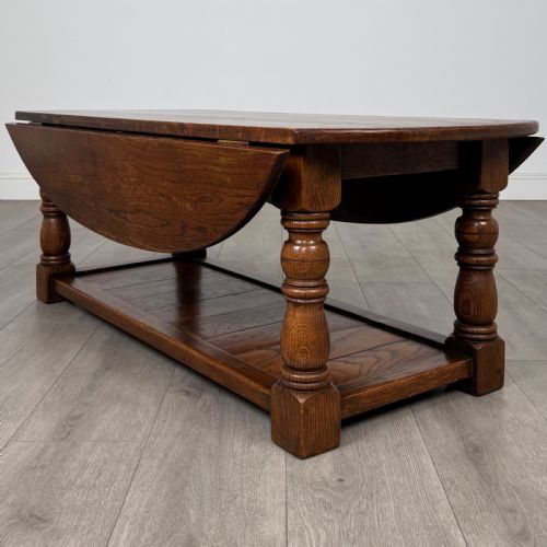 ANTIQUE 20TH CENTURY GOOD QUALITY DROP LEAF COFFEE TABLE IN OAK - ADDITIONAL PHOTO 5
