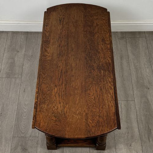 ANTIQUE 20TH CENTURY GOOD QUALITY DROP LEAF COFFEE TABLE IN OAK - ADDITIONAL PHOTO 10