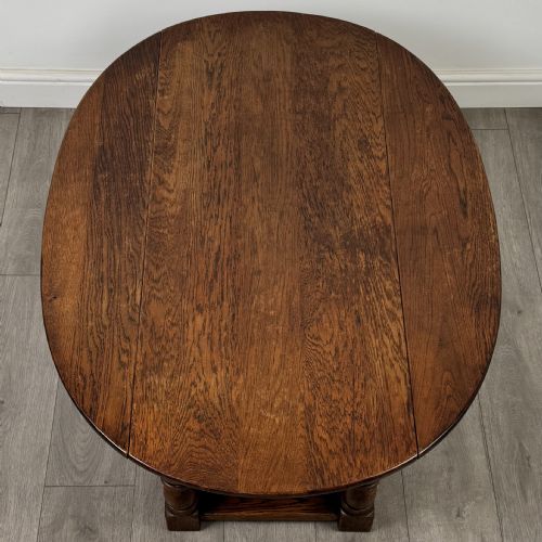 ANTIQUE 20TH CENTURY GOOD QUALITY DROP LEAF COFFEE TABLE IN OAK - ADDITIONAL PHOTO 12
