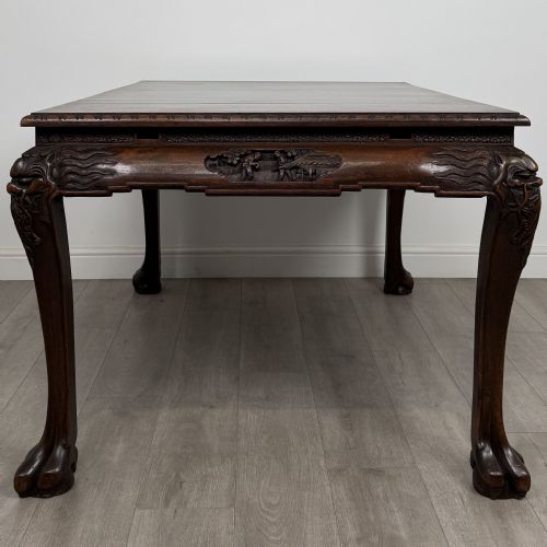 ANTIQUE 20TH CENTURY CHINESE ROSEWOOD DINING TABLE WITH 6 CHAIRS - ADDITIONAL PHOTO 3