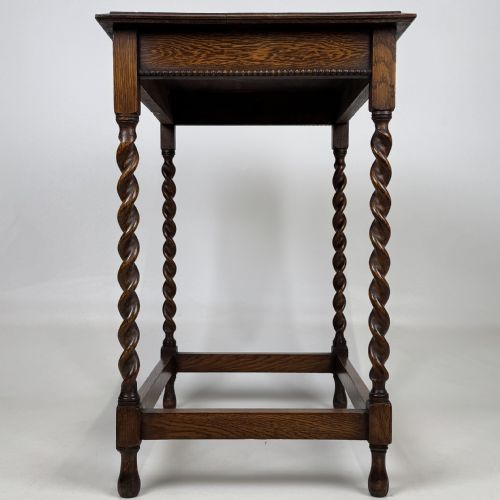 ANTIQUE 20TH CENTURY BARLEY TWIST SIDE TABLE IN GOLDEN OAK - ADDITIONAL PHOTO 2