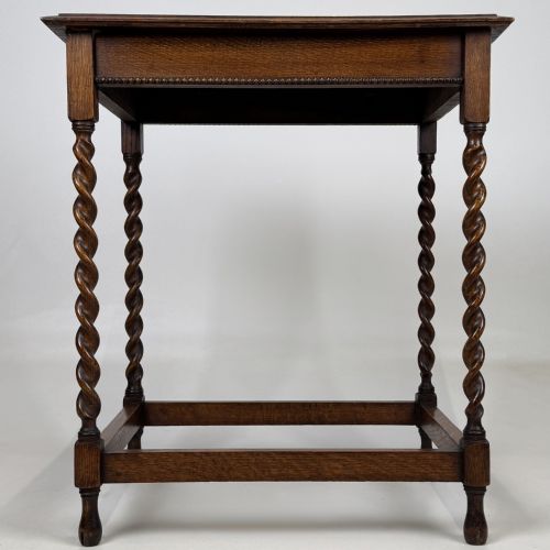 ANTIQUE 20TH CENTURY BARLEY TWIST SIDE TABLE IN GOLDEN OAK - ADDITIONAL PHOTO 4