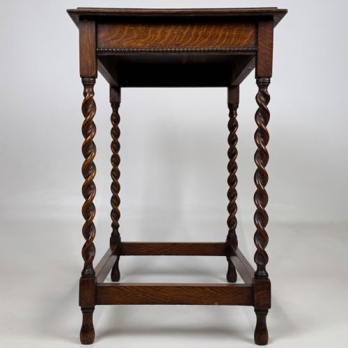 ANTIQUE 20TH CENTURY BARLEY TWIST SIDE TABLE IN GOLDEN OAK - ADDITIONAL PHOTO 6