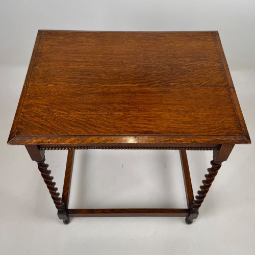 ANTIQUE 20TH CENTURY BARLEY TWIST SIDE TABLE IN GOLDEN OAK - ADDITIONAL PHOTO 8