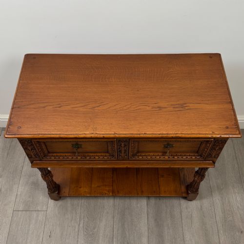 ANTIQUE 20TH CENTURY SMALL FINE QUALITY DRESSER BASE IN OAK - ADDITIONAL PHOTO 9