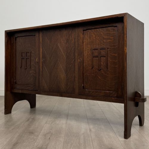ANTIQUE 20TH CENTURY UNIQUE GOOD QUALITY SIDEBOARD IN OAK - ADDITIONAL PHOTO 2