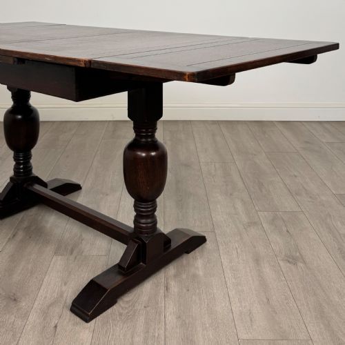 ANTIQUE 20TH CENTURY DINING TABLE WITH 4 CHAIRS IN OAK - ADDITIONAL PHOTO 6
