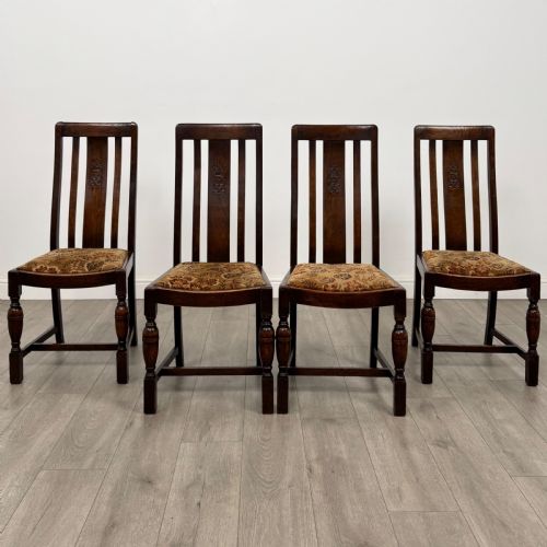 ANTIQUE 20TH CENTURY DINING TABLE WITH 4 CHAIRS IN OAK - ADDITIONAL PHOTO 8