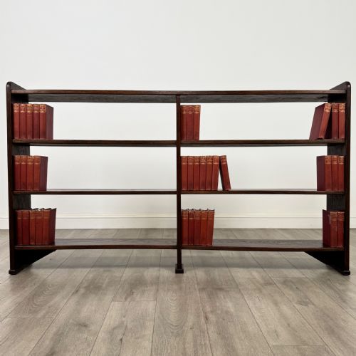 antique 20th century fine quality large open bookcase in oak - CATEGORY: ANTIQUE BOOKCASES - DATED EDWARDIAN