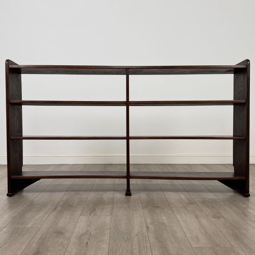 ANTIQUE 20TH CENTURY FINE QUALITY LARGE OPEN BOOKCASE IN OAK - ADDITIONAL PHOTO 1