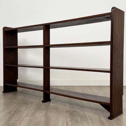 ANTIQUE 20TH CENTURY FINE QUALITY LARGE OPEN BOOKCASE IN OAK - ADDITIONAL PHOTO 2