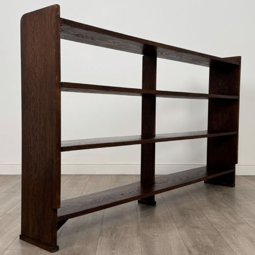 ANTIQUE 20TH CENTURY FINE QUALITY LARGE OPEN BOOKCASE IN OAK - ADDITIONAL PHOTO 4