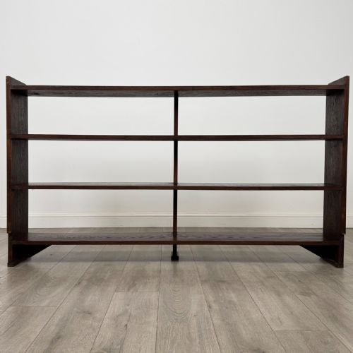 ANTIQUE 20TH CENTURY FINE QUALITY LARGE OPEN BOOKCASE IN OAK - ADDITIONAL PHOTO 5