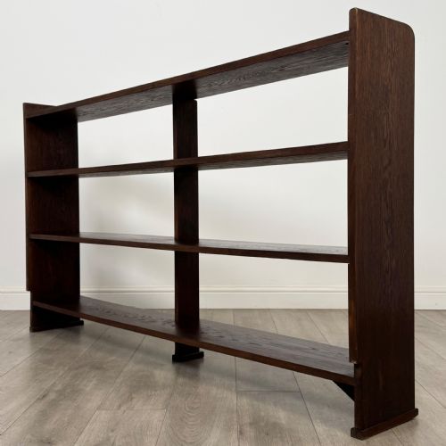 ANTIQUE 20TH CENTURY FINE QUALITY LARGE OPEN BOOKCASE IN OAK - ADDITIONAL PHOTO 6