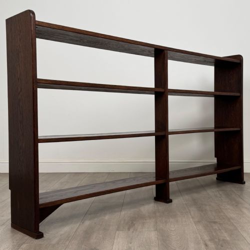 ANTIQUE 20TH CENTURY FINE QUALITY LARGE OPEN BOOKCASE IN OAK - ADDITIONAL PHOTO 8