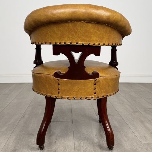 ANTIQUE 19TH CENTURY FINE QUALITY CAPTAINS CHAIR IN MAHOGANY - ADDITIONAL PHOTO 3