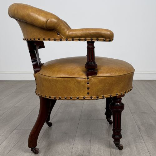 ANTIQUE 19TH CENTURY FINE QUALITY CAPTAINS CHAIR IN MAHOGANY - ADDITIONAL PHOTO 5