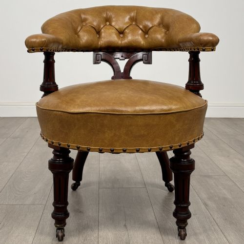 ANTIQUE 19TH CENTURY FINE QUALITY CAPTAINS CHAIR IN MAHOGANY - ADDITIONAL PHOTO 7