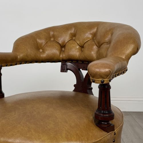 ANTIQUE 19TH CENTURY FINE QUALITY CAPTAINS CHAIR IN MAHOGANY - ADDITIONAL PHOTO 8