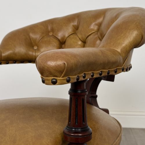 ANTIQUE 19TH CENTURY FINE QUALITY CAPTAINS CHAIR IN MAHOGANY - ADDITIONAL PHOTO 9