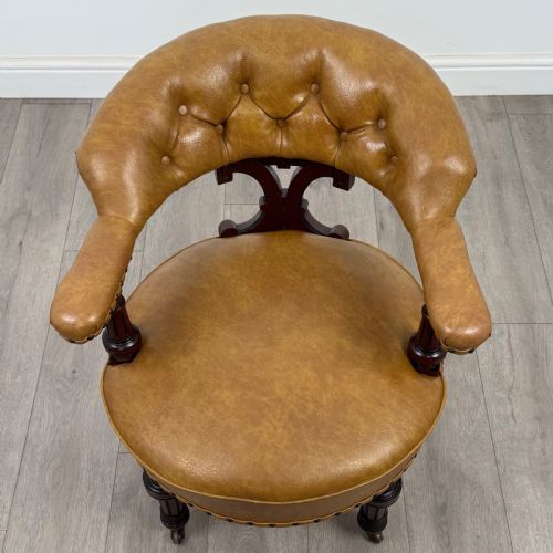 ANTIQUE 19TH CENTURY FINE QUALITY CAPTAINS CHAIR IN MAHOGANY - ADDITIONAL PHOTO 12