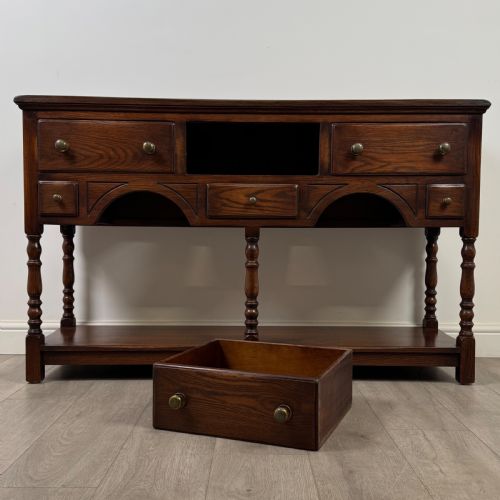 ANTIQUE 20TH CENTURY GOOD QUALITY DRESSER BASE IN OAK - ADDITIONAL PHOTO 9