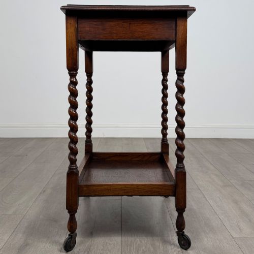 ANTIQUE 20TH CENTURY BARLEY TWIST SIDE TABLE IN OAK - ADDITIONAL PHOTO 2