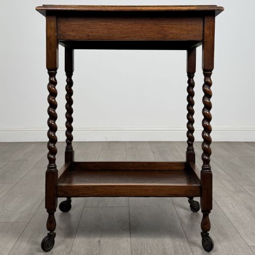 ANTIQUE 20TH CENTURY BARLEY TWIST SIDE TABLE IN OAK - ADDITIONAL PHOTO 4