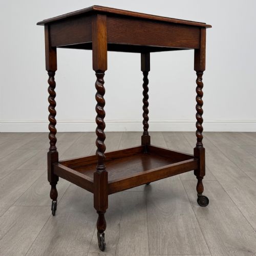 ANTIQUE 20TH CENTURY BARLEY TWIST SIDE TABLE IN OAK - ADDITIONAL PHOTO 7