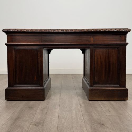 ANTIQUE 19TH CENTURY VICTORIAN GREEN MAN DESK IN OAK - ADDITIONAL PHOTO 4
