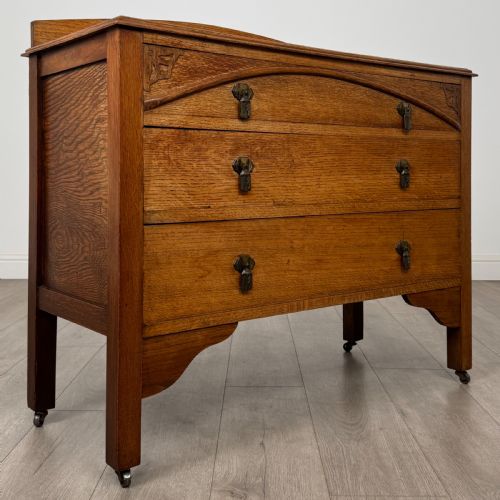 ANTIQUE 20TH CENTURY PAIR OF OAK CHEST OF DRAWERS - ADDITIONAL PHOTO 8