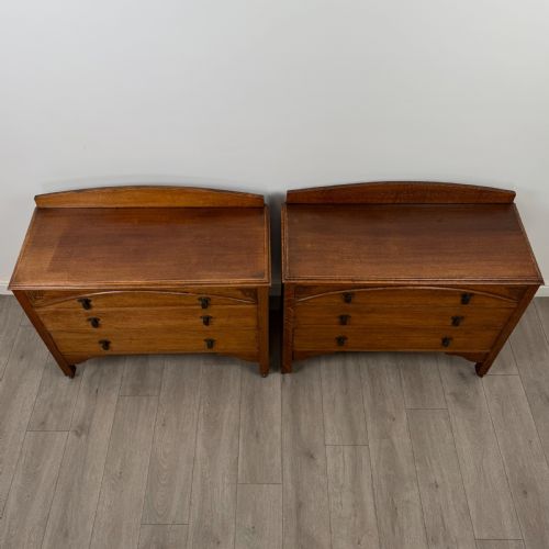 ANTIQUE 20TH CENTURY PAIR OF OAK CHEST OF DRAWERS - ADDITIONAL PHOTO 9