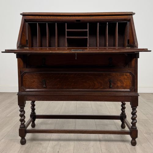 ANTIQUE 20TH CENTURY EDWARDIAN BUREAU IN OAK - ADDITIONAL PHOTO 1