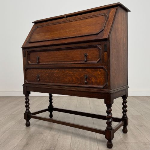 ANTIQUE 20TH CENTURY EDWARDIAN BUREAU IN OAK - ADDITIONAL PHOTO 2