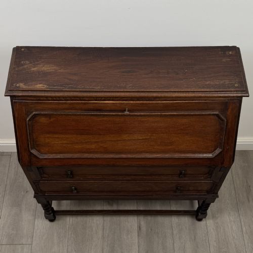 ANTIQUE 20TH CENTURY EDWARDIAN BUREAU IN OAK - ADDITIONAL PHOTO 9
