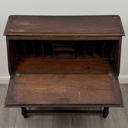 ANTIQUE 20TH CENTURY EDWARDIAN BUREAU IN OAK - ADDITIONAL PHOTO 10