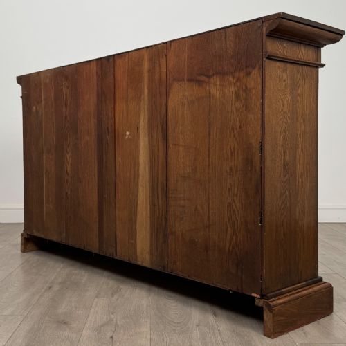 ANTIQUE 20TH CENTURY FINE QUALITY OPEN BOOKCASE IN OAK - ADDITIONAL PHOTO 5