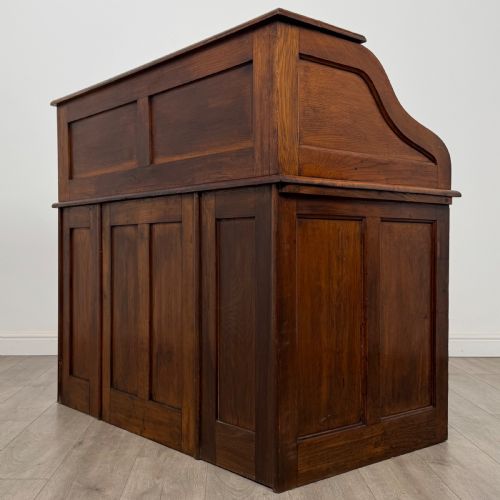 ANTIQUE 20TH CENTURY EDWARDIAN ROLL TOP DESK IN OAK - ADDITIONAL PHOTO 6
