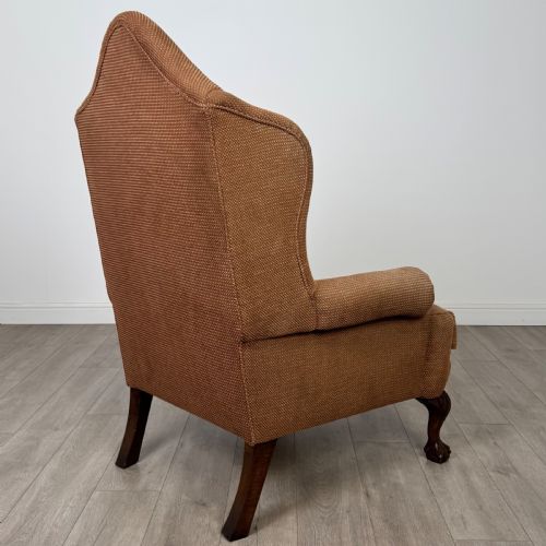 ANTIQUE 20TH CENTURY LARGE WINGBACK ARMCHAIR IN BEECH - ADDITIONAL PHOTO 4