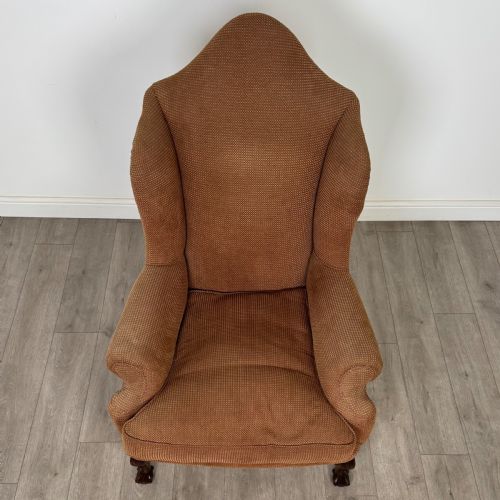ANTIQUE 20TH CENTURY LARGE WINGBACK ARMCHAIR IN BEECH - ADDITIONAL PHOTO 9