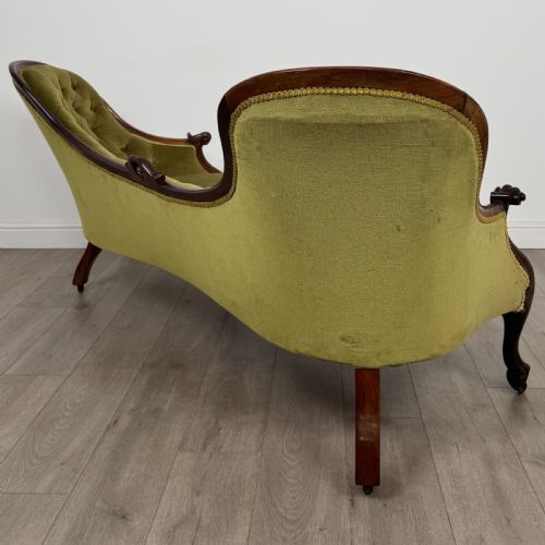 ANTIQUE 19TH CENTURY VICTORIAN SPOON BACK SETTEE IN MAHOGANY - ADDITIONAL PHOTO 5