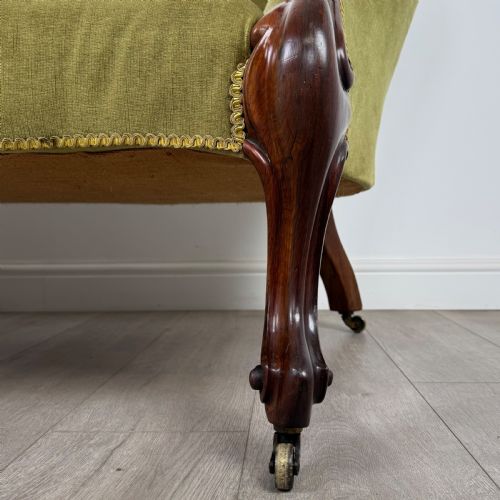 ANTIQUE 19TH CENTURY VICTORIAN SPOON BACK SETTEE IN MAHOGANY - ADDITIONAL PHOTO 10