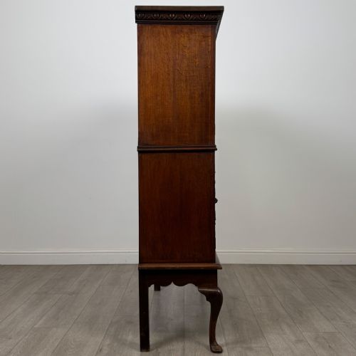 ANTIQUE 19TH CENTURY CARVED VICTORIAN DISPLAY CABINET IN OAK - ADDITIONAL PHOTO 8