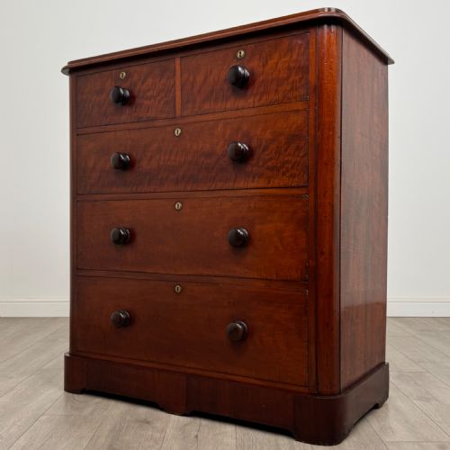 ANTIQUE 19TH CENTURY VICTORIAN MAHOGANY CHEST OF DRAWERS - ADDITIONAL PHOTO 1