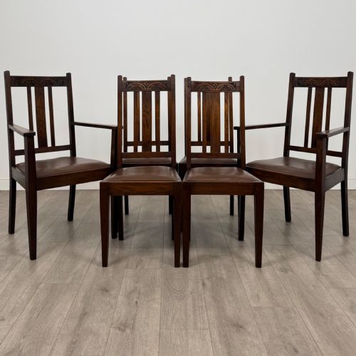 ANTIQUE 18TH CENTURY DINING TABLE WITH 6 DINING CHAIRS IN OAK - ADDITIONAL PHOTO 1