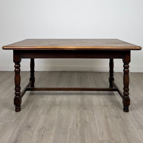 ANTIQUE 20TH CENTURY GOOD QUALITY DINING TABLE IN OAK - ADDITIONAL PHOTO 1
