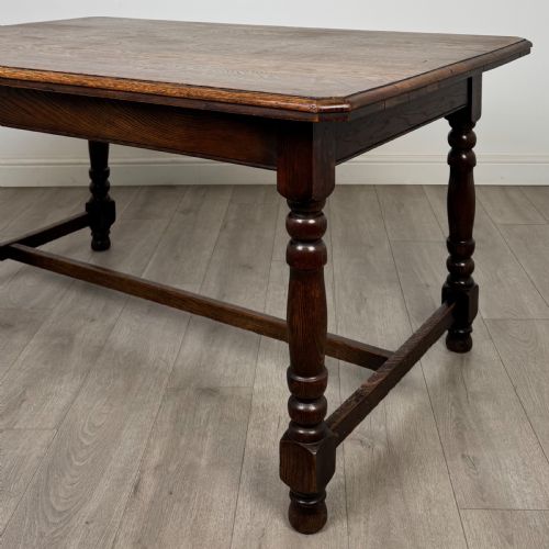 ANTIQUE 20TH CENTURY GOOD QUALITY DINING TABLE IN OAK - ADDITIONAL PHOTO 4