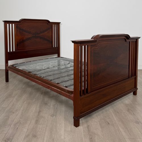ANTIQUE 20TH CENTURY EDWARDIAN INLAID DOUBLE BED IN MAHOGANY - ADDITIONAL PHOTO 1